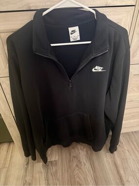 Women’s Black Half-Zip Pullover with White Swoosh